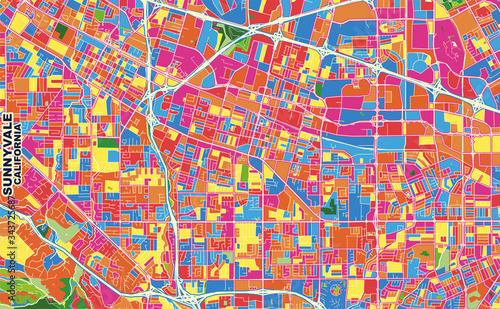 Sunnyvale  California  USA  colorful vector map