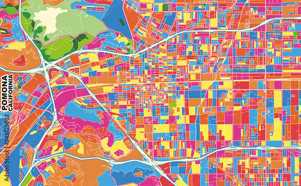 Pomona, California, USA, colorful vector map