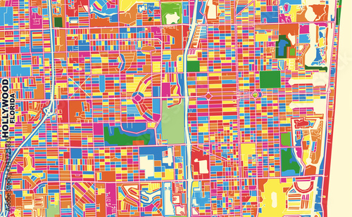 Hollywood  Florida  USA  colorful vector map