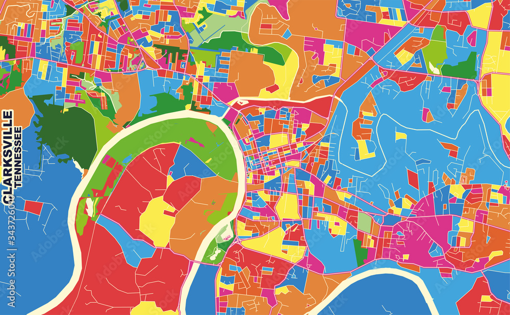 Fototapeta premium Clarksville, Tennessee, USA, colorful vector map