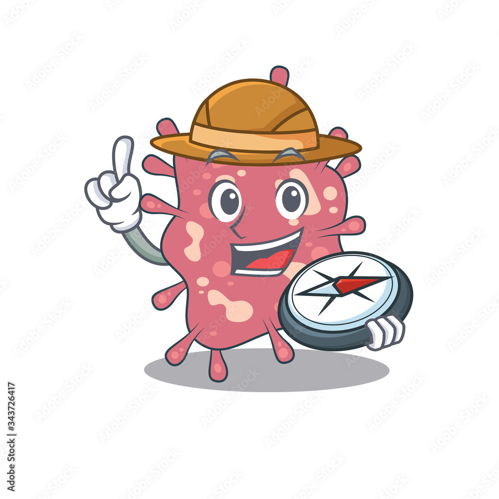 Naklejka premium mascot design concept of haemophilus ducreyi explorer with a compass