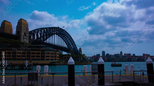 A tmelapse of bayarea at Sydney Harbour Bridge in Sydney wide shot zoom photo