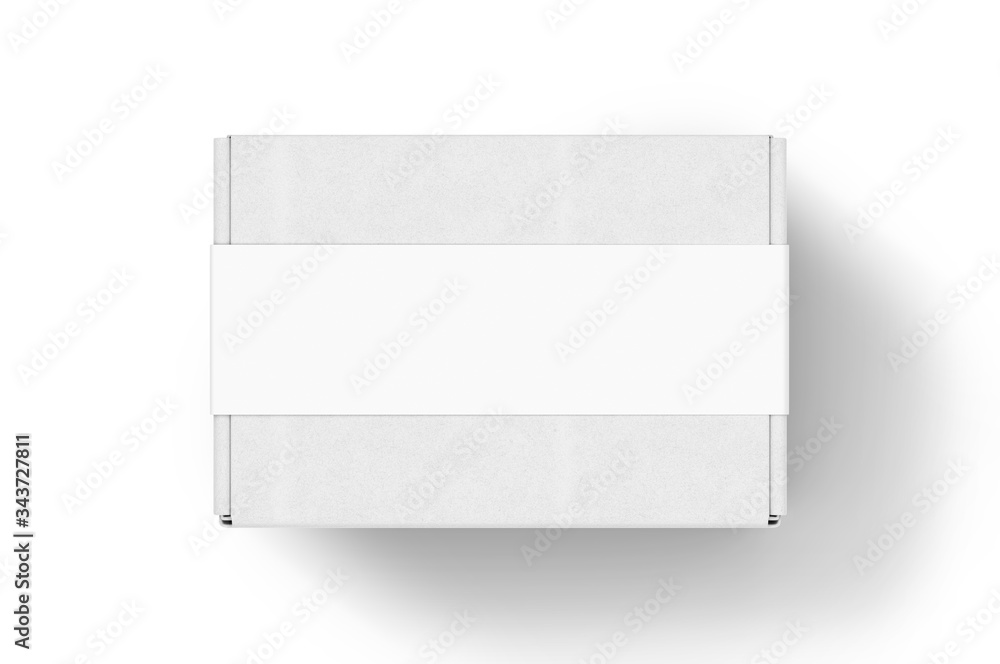 Blank Tuck In Flap Packaging Paper Box For Branding With paper label sleeve, 3d render illustration. Blank Tuck In Flap Packaging Paper Box For Branding With paper label sleeve, 3d render illustration.