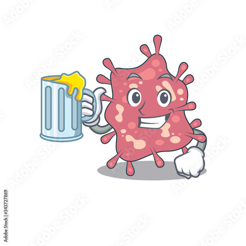 A cartoon concept of haemophilus ducreyi rise up a glass of beer