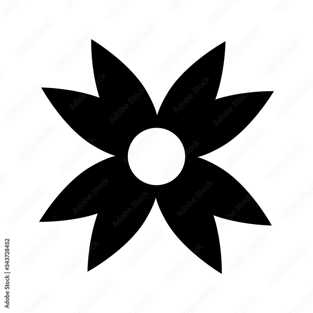 Flower Black Icon in trendy flat style isolated on white background. Spring symbol for your web site design, logo, app, UI.