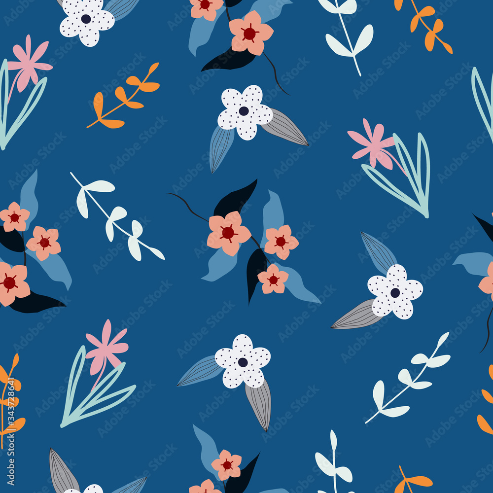 Cute vintage hand drawn flower pattern for wallpaper,gift wrapping,packaging seamless vector background design 
