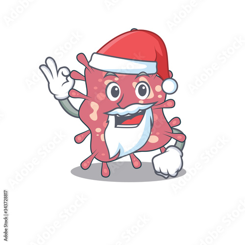 Haemophilus ducreyi Santa cartoon character with cute ok finger photo