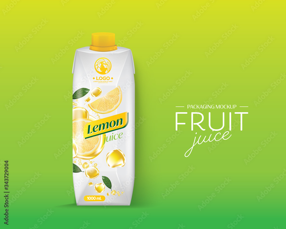 Vetor de Realistic vector. Branding Design Packaging. Lemon juice