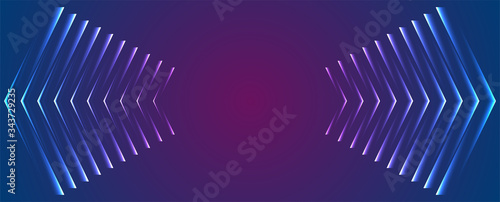 Blue purple abstract neon arrows tech vector background