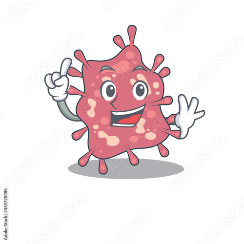 Haemophilus ducreyi mascot character design with one finger gesture