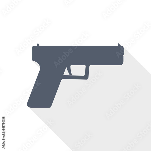 Pistol, gun, weapon flat design vector icon