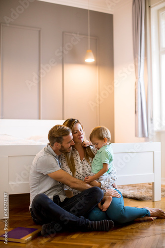 Happy family playing at the...