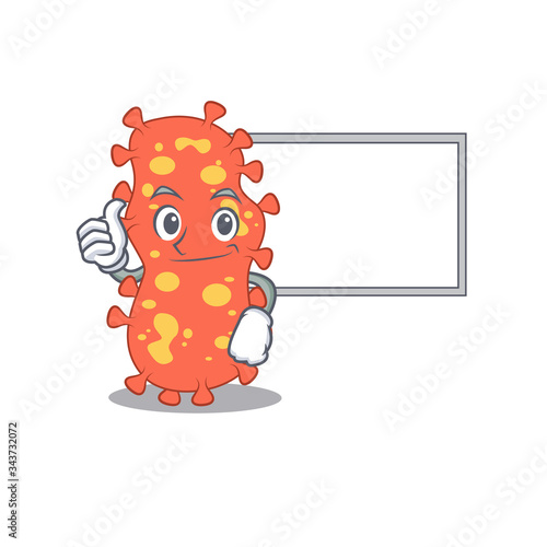 Humorous Bacteroides cartoon design Thumbs up bring a white board photo