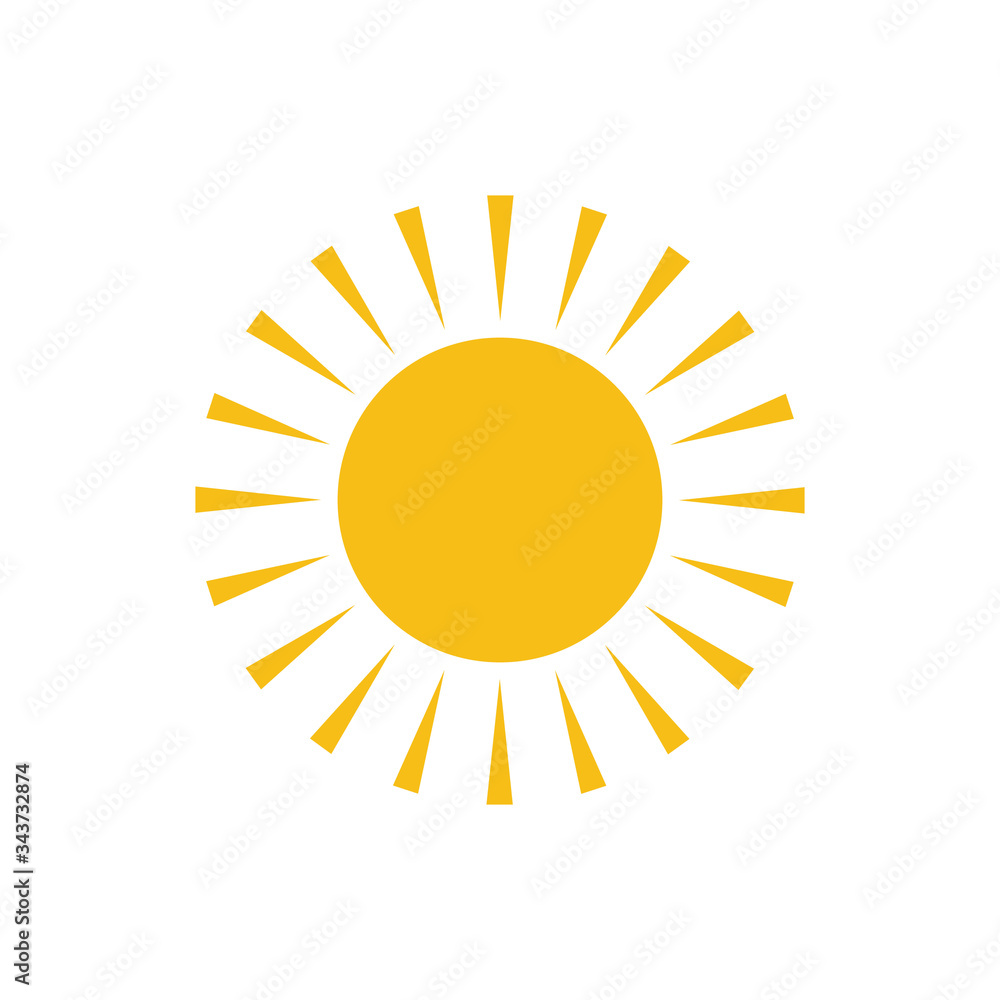 Flat sun icon design isolated on white background Flat sun icon design isolated on white background