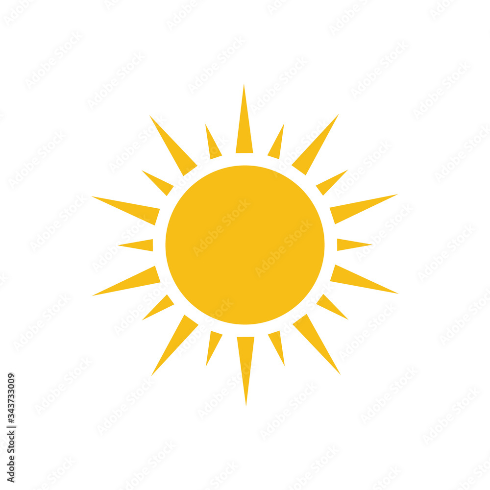 Flat sun icon design isolated on white background Flat sun icon design isolated on white background