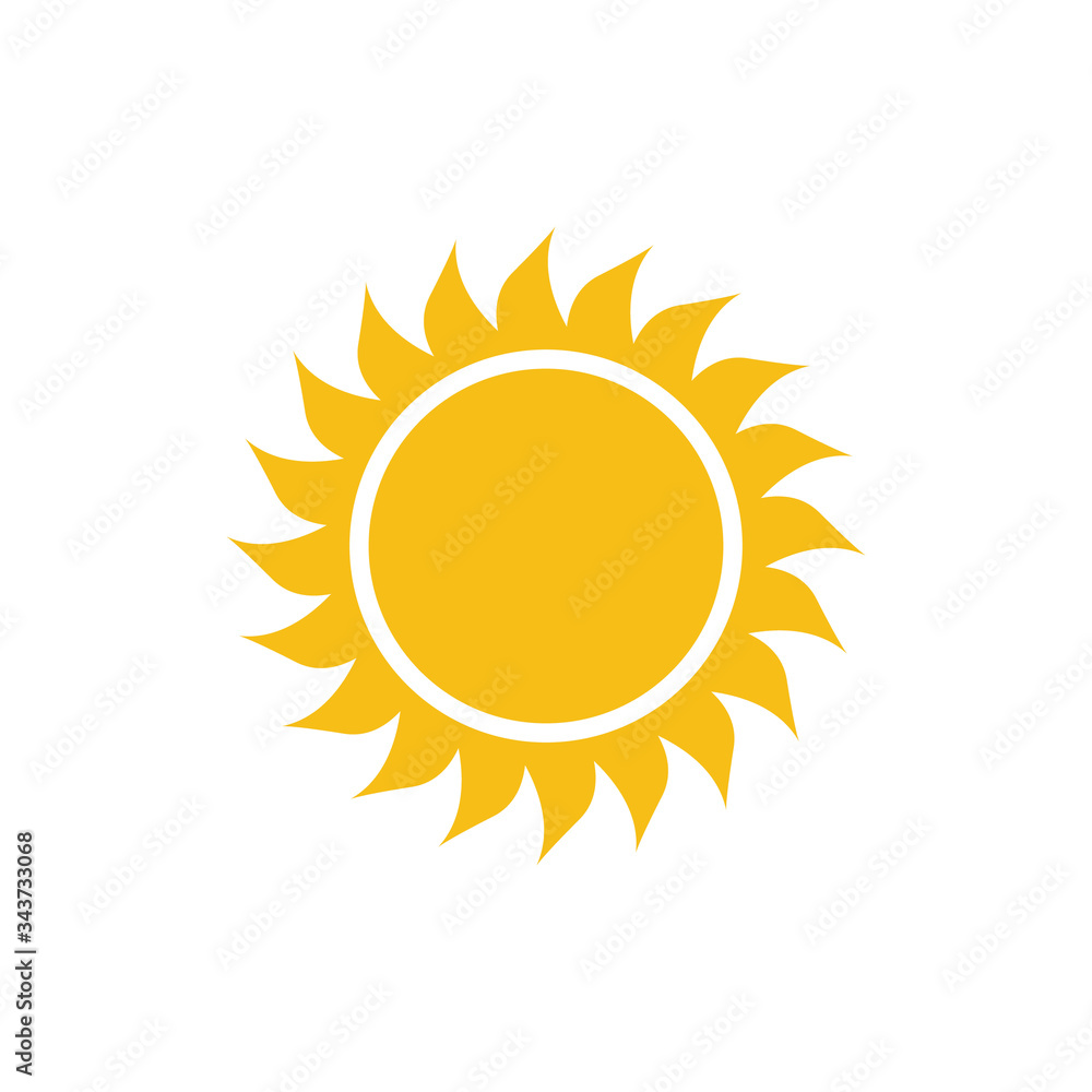 Flat sun icon design isolated on white background Flat sun icon design isolated on white background