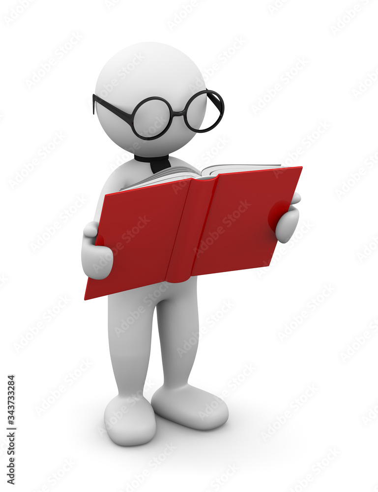 3d student man reading book 3d student man reading book
