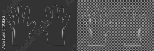 Disposable transparent vector plastic or nitrile gloves