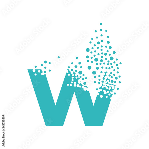 Letter W dispersing into a cloud of bubbles