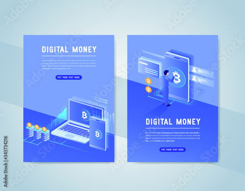 Effective template technology data, mining server farm room and smart digital devices such as phone ,computer, data, data processing vector illustration.