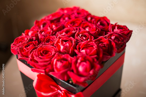 A box full of red roses