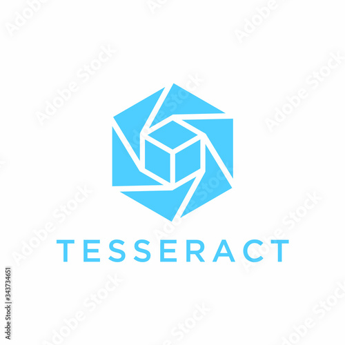 Tesseract Logo Design. Combination of Hexagon and Cube