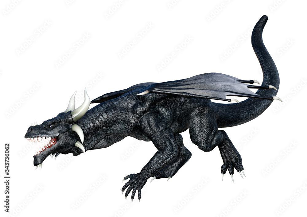 3D Rendering Fairy Tale Dragon on White 3D Rendering Fairy Tale Dragon on White