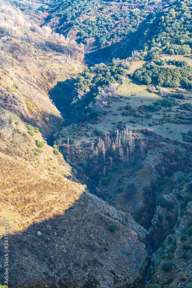 The Trevelez river crossing the rugged landscape of Sierra Nevada The Trevelez river crossing the rugged landscape of Sierra Nevada