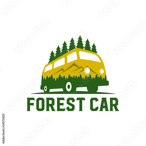 Forest Car Illustration Vector