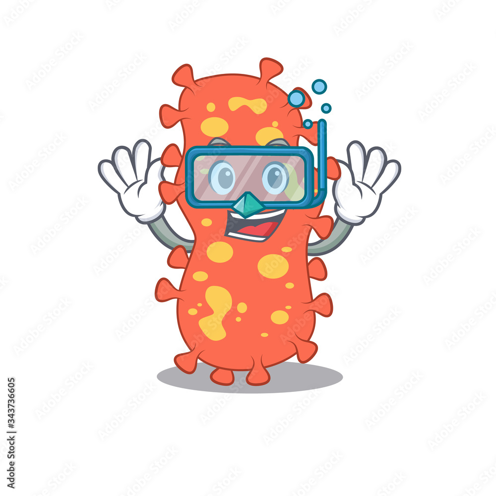 Bacteroides mascot design concept wearing diving glasses