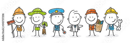 Strichfiguren / Strichmännchen: Berufe, Ausbildung. (Nr. 496)	