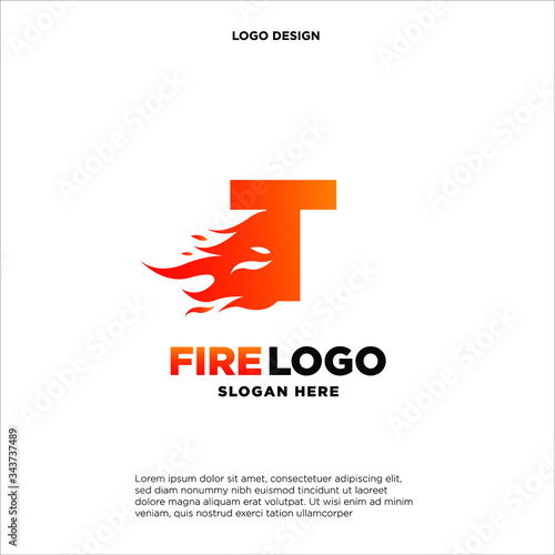 Letter T Fire Logo Design Element