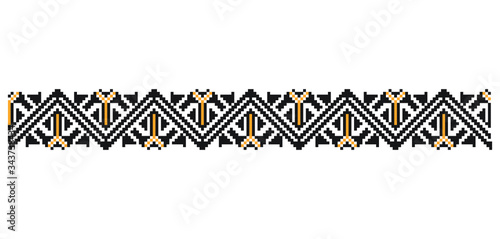 Traditional Romanian folk art knitted embroidery pattern
