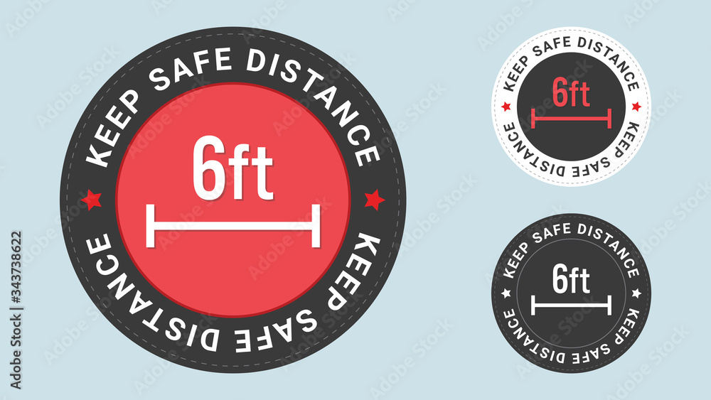 Keep Safe Distance stamp vector illustration. Safety distance advice