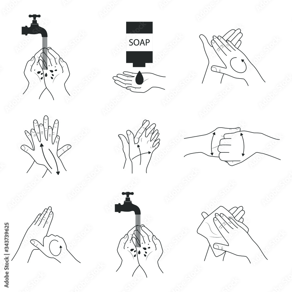 Vetor de Health care educational infographics. How to wash your hands ...