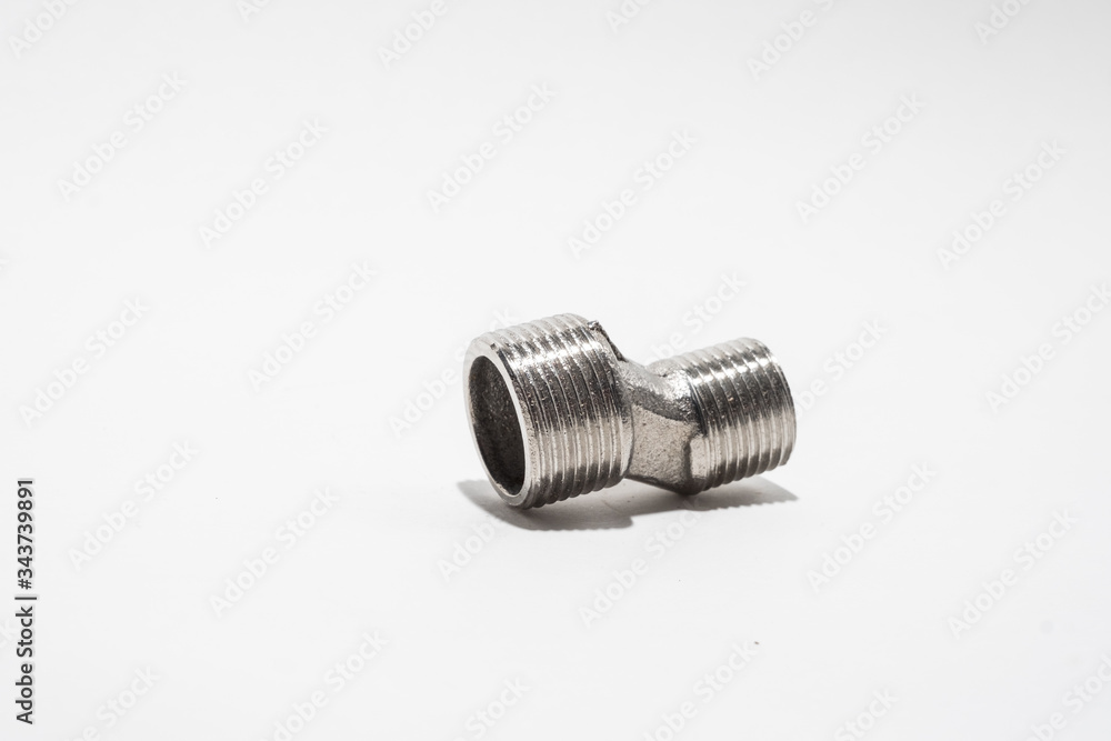 Fototapeta premium Metal piece of pipe on white background