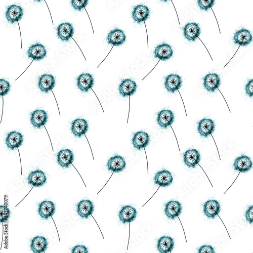 Floral pattern with hand drawn dandelions. Endless pattern for wallpaper, pattern fills, web page background, surface textures. Hand drawn dandelion, botany
