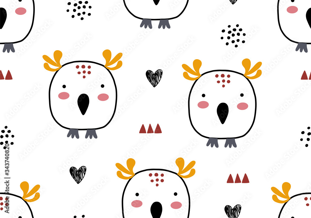 Owl baby seamless pattern.