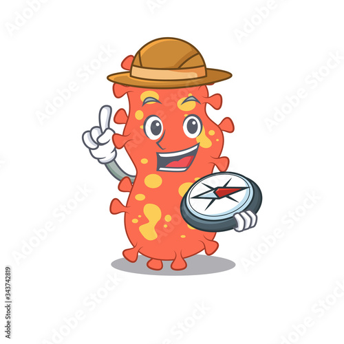 mascot design concept of bacteroides explorer with a compass