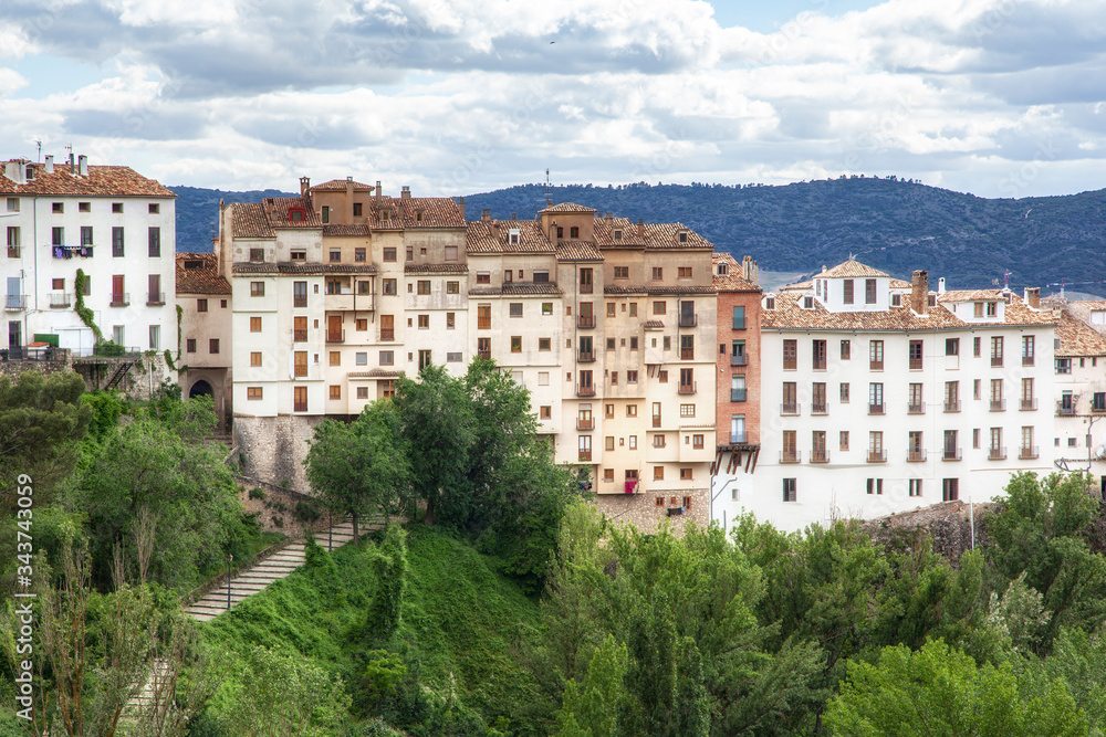 Zoomed view to the medieval skyscraper, Cuenca, Spain
