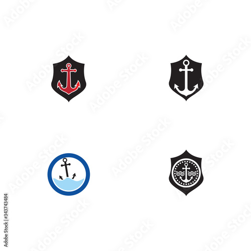 Set Anchor Logo Template vector symbol