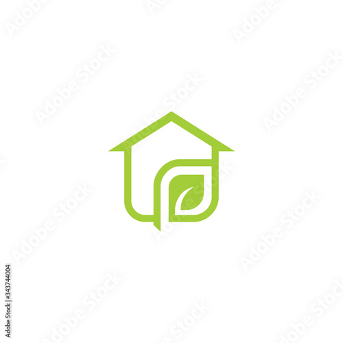 Wallpaper Mural green leaves eco home Monogram Style logo, vector logo design template Torontodigital.ca