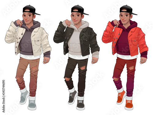 Fashion boy in three different versions