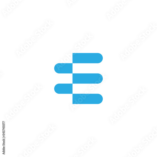 Unique modern trendy Technology brands Blue color E initial based letter icon logo