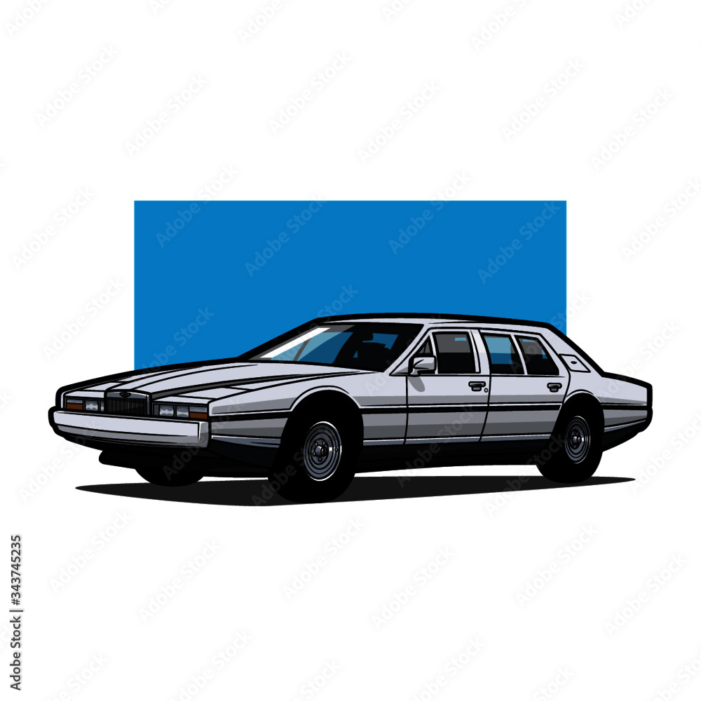 Naklejka premium Classic Vector Art White Retrowave Oldschool Car Lagonda