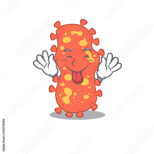 An amusing face bacteroides cartoon design with tongue out