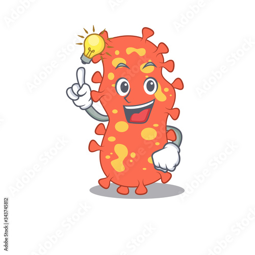 Mascot character design of bacteroides with has an idea smart gesture