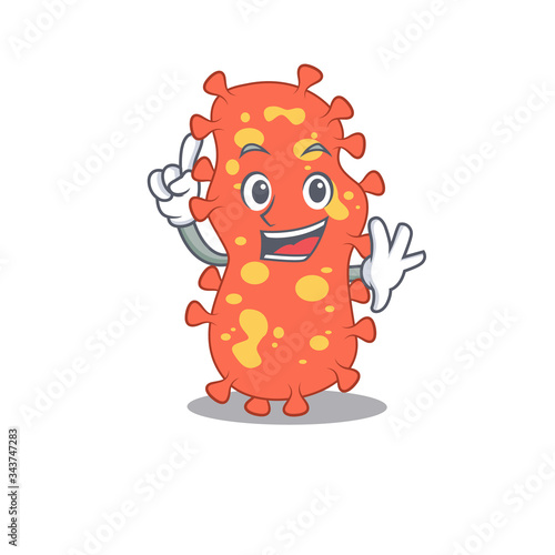 Bacteroides mascot character design with one finger gesture