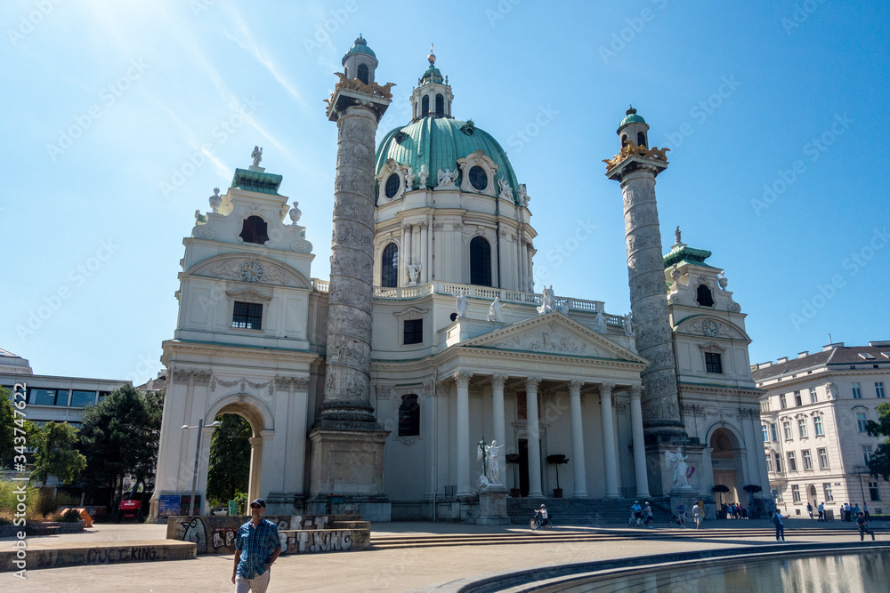 August 2019 - Vienna, Austria - Saint Charles's Church or Karlskirche