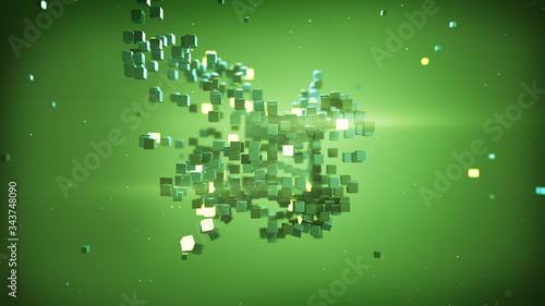 Matrix of green cubes in sp...
